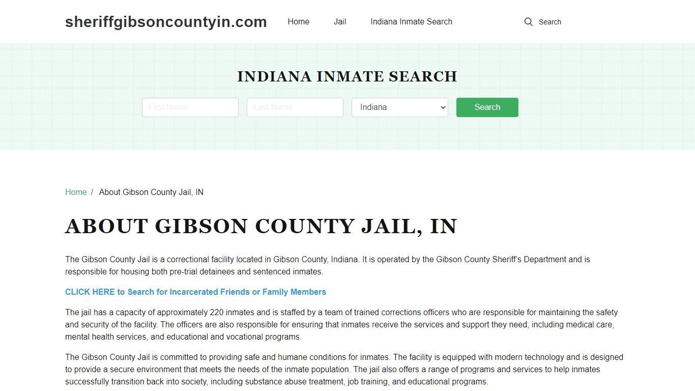About Gibson County Jail, IN, Inmate Search